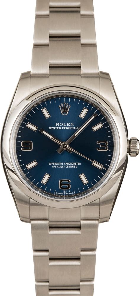 rolex oyster blue dial watch|Rolex Oyster perpetual size chart.